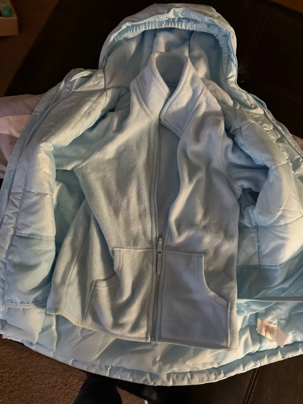 Teal Blue & Gray with Hood Winter Jacket